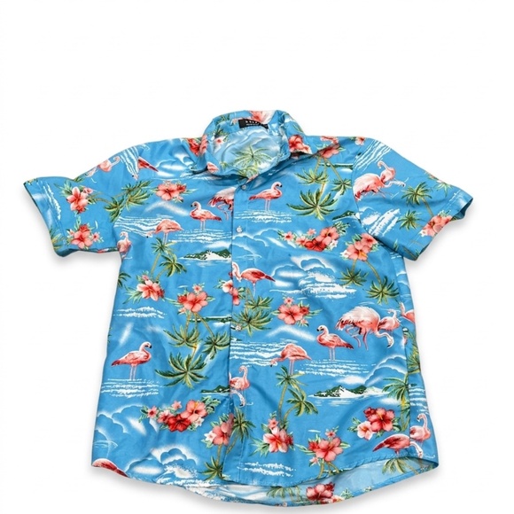 SSLR Other - 🦩 Retro Tropical Flamingo & Hibiscus Hawaiian Shirt - Size Large